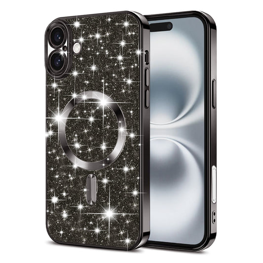 MagSafe tok Apple iPhone 16-hoz, Techsuit, Luxury Glitter, Fekete