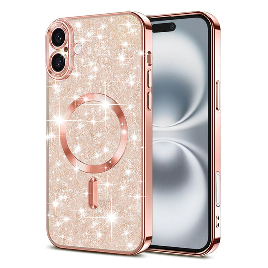 MagSafe tok Apple iPhone 16-hoz, Techsuit, Luxury Glitter, Rózsaarany