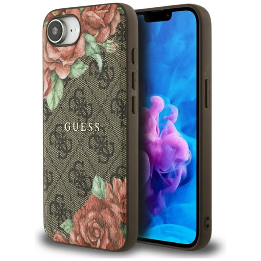 MagSafe tok Apple iPhone 16e-hez, Guess, 4G Flowers Print, Barna