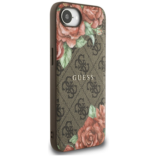 MagSafe tok Apple iPhone 16e-hez, Guess, 4G Flowers Print, Barna