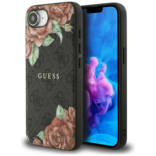 MagSafe tok Apple iPhone 16e-hez, Guess, 4G Flowers Print, Fekete