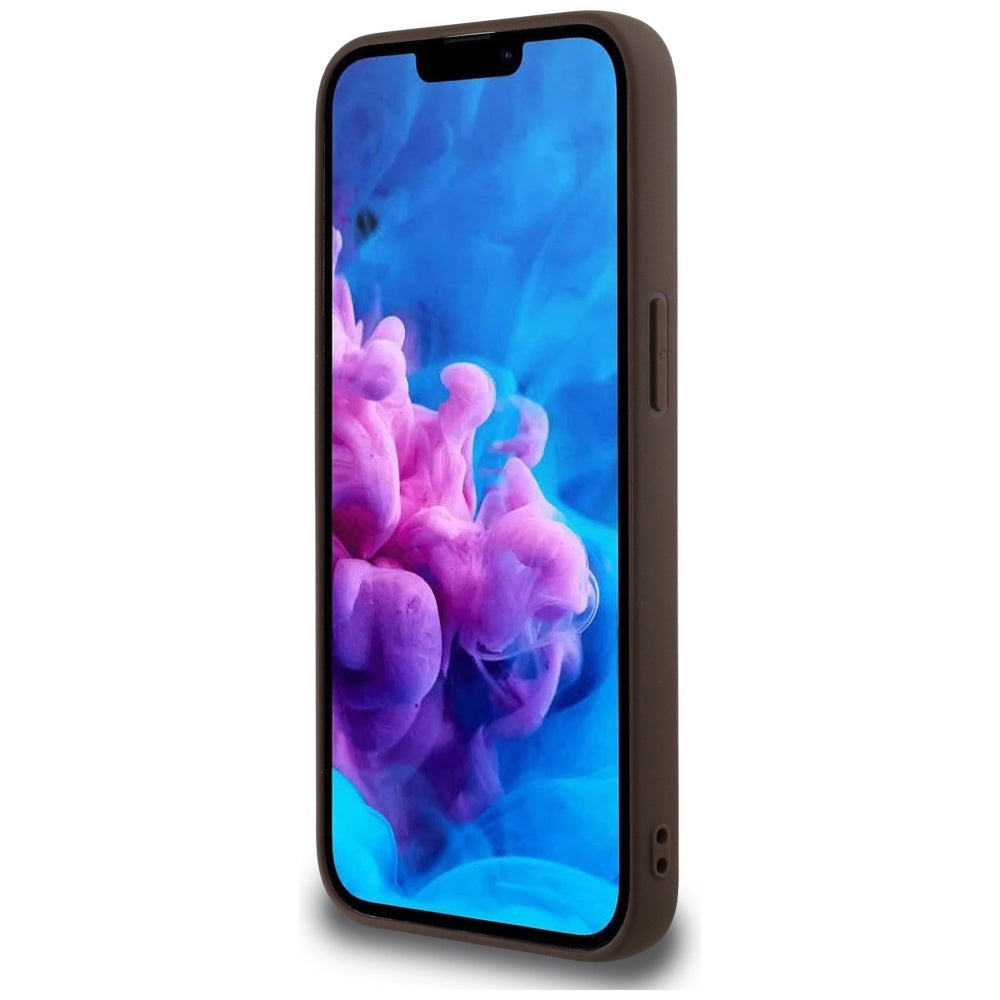 MagSafe Case for Apple iPhone 16e, Guess, 4G Ring Triangle Logo, Brown