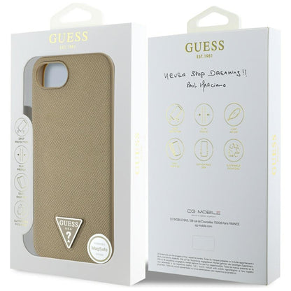 MagSafe tok Apple iPhone 16e-hez, Guess, Grained Triangle Logo, Barna