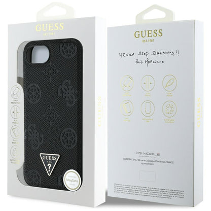MagSafe tok Apple iPhone 16e-hez, Guess, Peony Grained Hot Stamp Triangle, Fekete