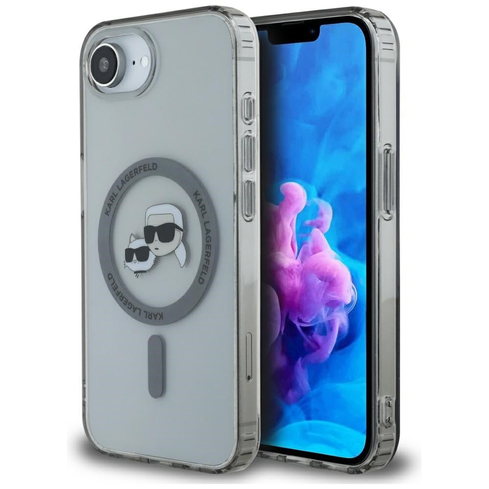 MagSafe tok Apple iPhone 16e-hez, Karl Lagerfeld, IML Metal Karl & Choupette's Heads, Fekete