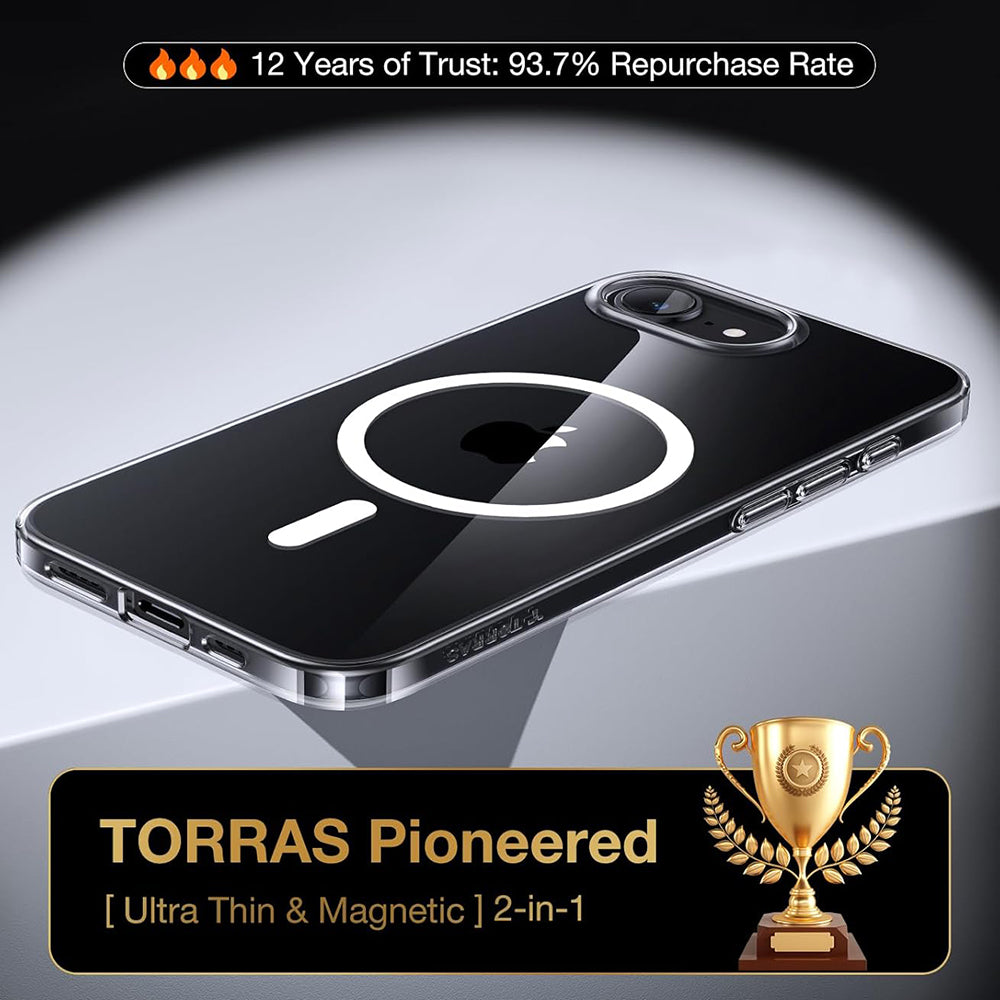 MagSafe Case for Apple iPhone 17e / 16e, Torras, OriginFit, Transparent