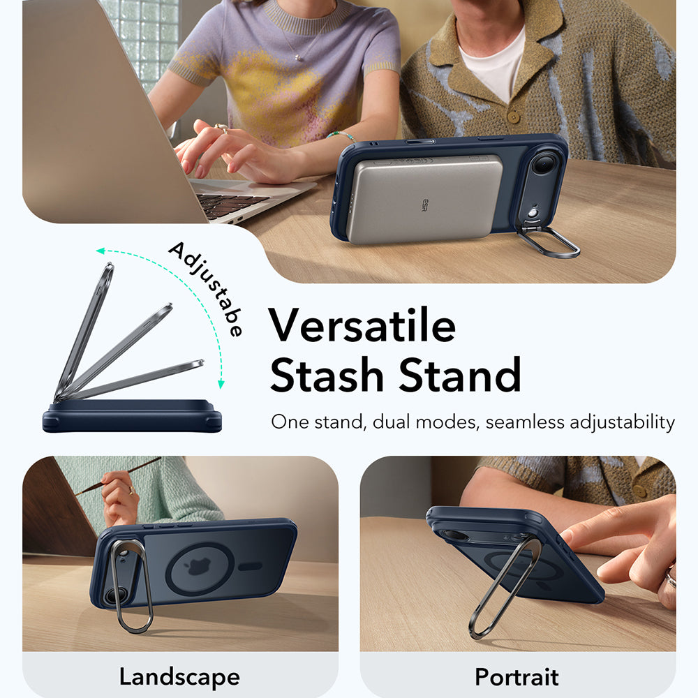 MagSafe tok Apple iPhone 17 Air-hez, ESR, Classic Hybrid Kickstand, Szaténkék