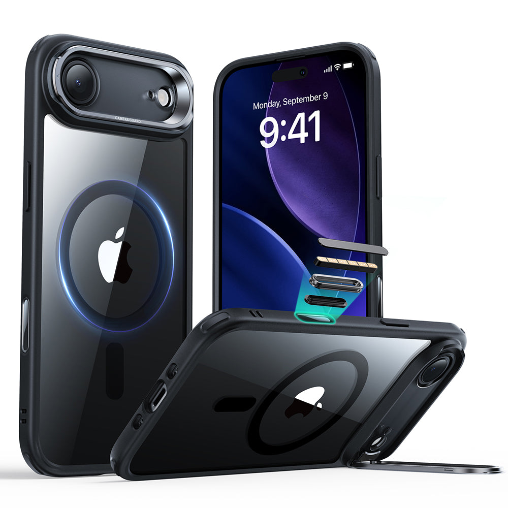 MagSafe tok Apple iPhone 17 Air-hez, ESR, Classic Hybrid Kickstand, Átlátszó Fekete