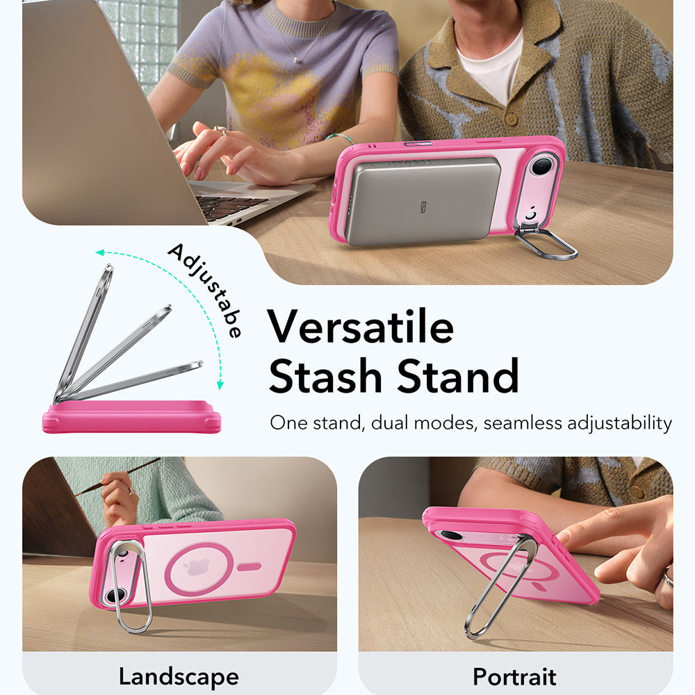 MagSafe tok Apple iPhone 17 Air-hez, ESR, Classic Hybrid Kickstand, Szatén Rózsaszín