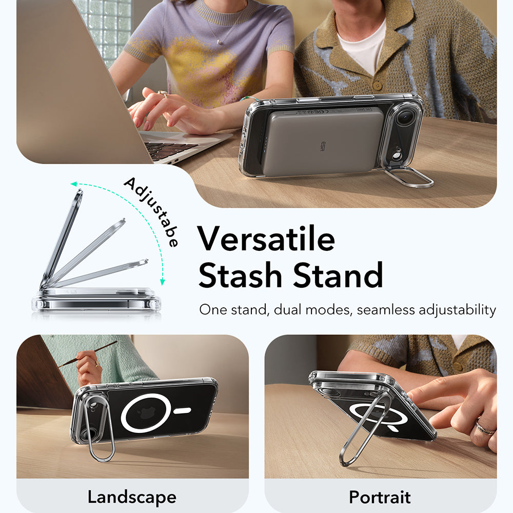 MagSafe tok Apple iPhone 17 Air-hez, ESR, Classic Hybrid Kickstand, Átlátszó