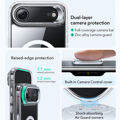 MagSafe tok Apple iPhone 17 Air-hez, ESR, Classic Hybrid Kickstand, Átlátszó