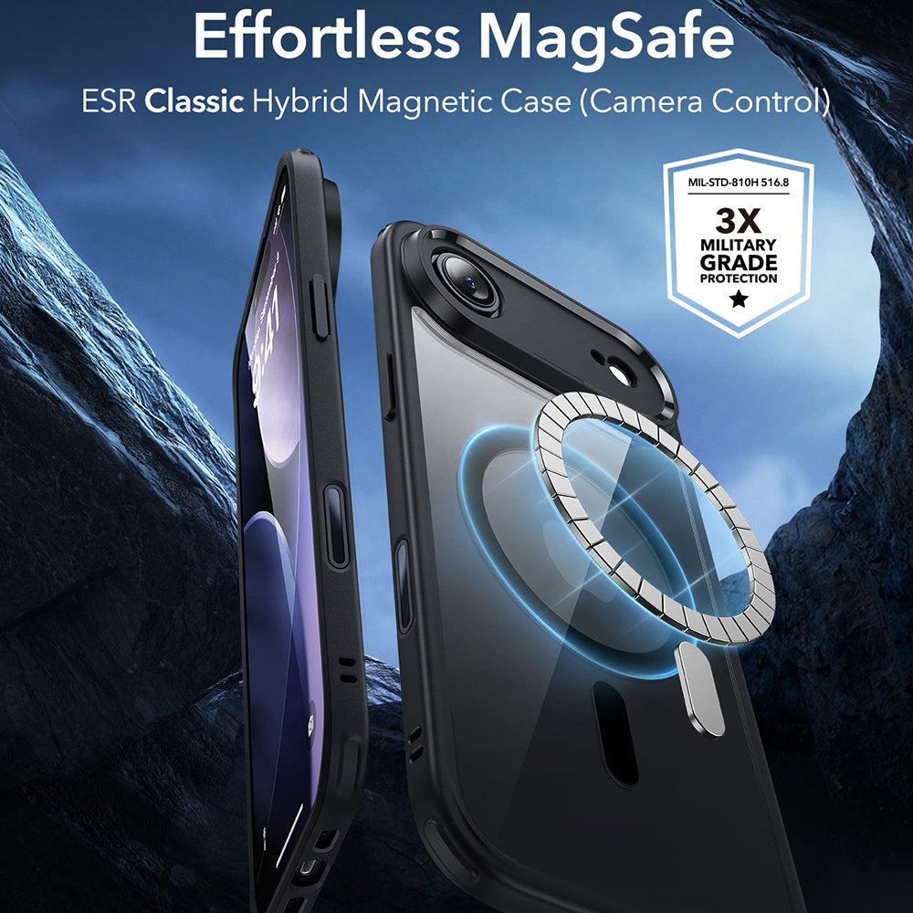 MagSafe tok Apple iPhone 17 Air-hez, ESR, Classic Hybrid, Átlátszó Fekete