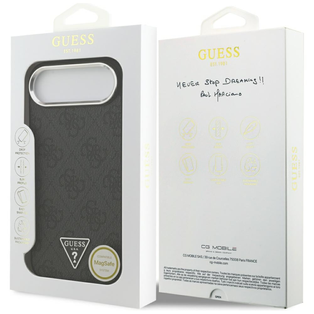 MagSafe tok Apple iPhone 17 Air-hez, Guess, 4G Triangle Logo, Fekete-Ezüst