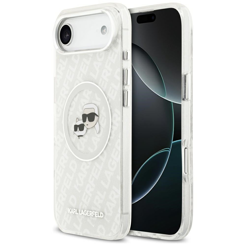 MagSafe tok Apple iPhone 17 Air-hez, Karl Lagerfeld, IML Glitter Karl & Choupette`s Heads, Szürke