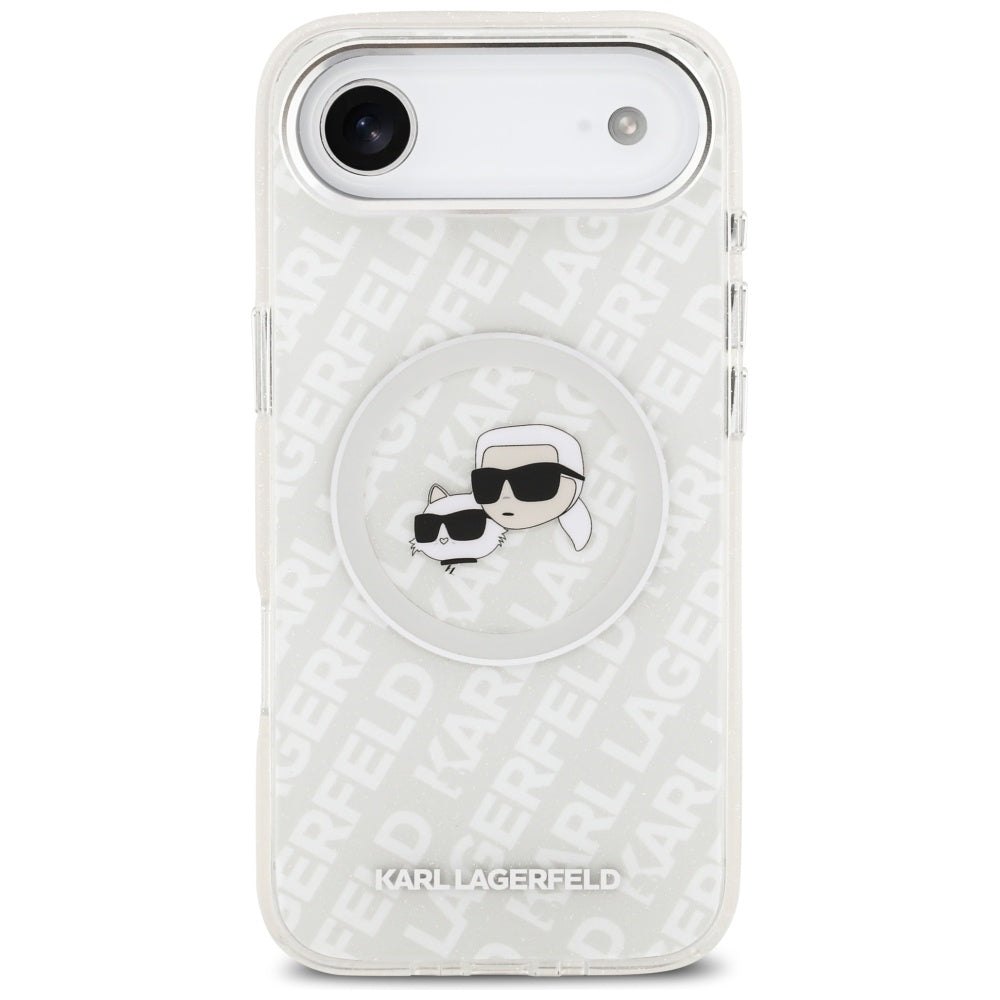 MagSafe tok Apple iPhone 17 Air-hez, Karl Lagerfeld, IML Glitter Karl & Choupette`s Heads, Szürke