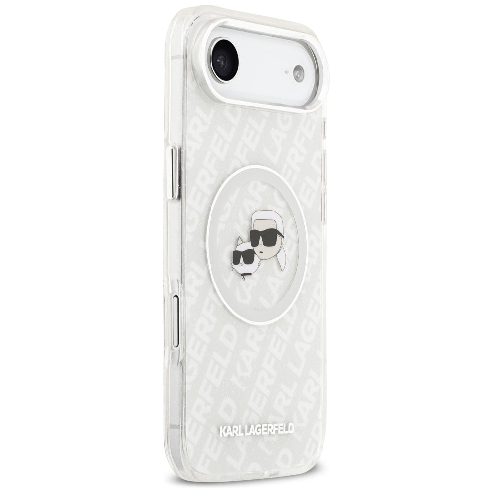 MagSafe tok Apple iPhone 17 Air-hez, Karl Lagerfeld, IML Glitter Karl & Choupette`s Heads, Szürke