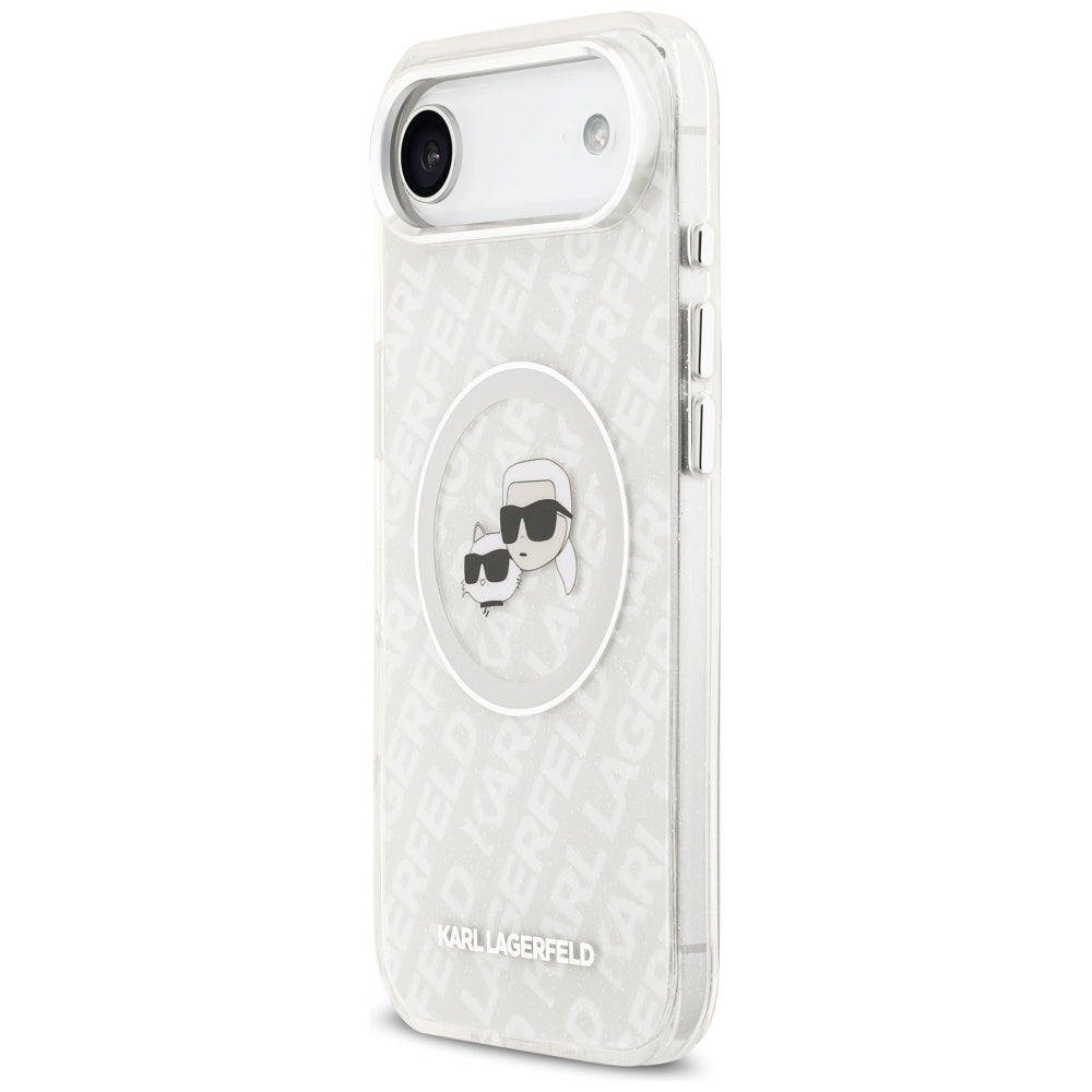 MagSafe tok Apple iPhone 17 Air-hez, Karl Lagerfeld, IML Glitter Karl & Choupette`s Heads, Szürke
