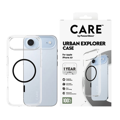 MagSafe tok Apple iPhone 17 Air-hez, PanzerGlass, Care Urban Explorer, Fekete Átlátszó