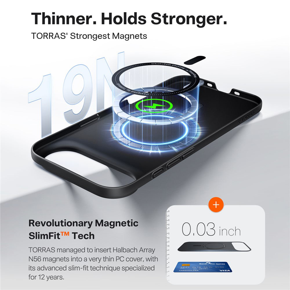 MagSafe tok Apple iPhone 17 Air-hez, Torras, SlimFit, Fekete