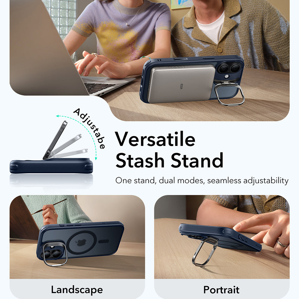 MagSafe tok Apple iPhone 17-hez, ESR, Classic Hybrid Kickstand, Szaténkék