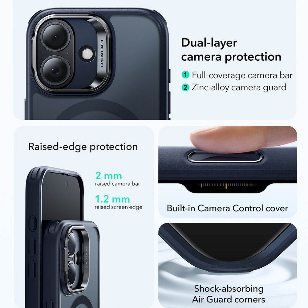 MagSafe tok Apple iPhone 17-hez, ESR, Classic Hybrid Kickstand, Szaténkék