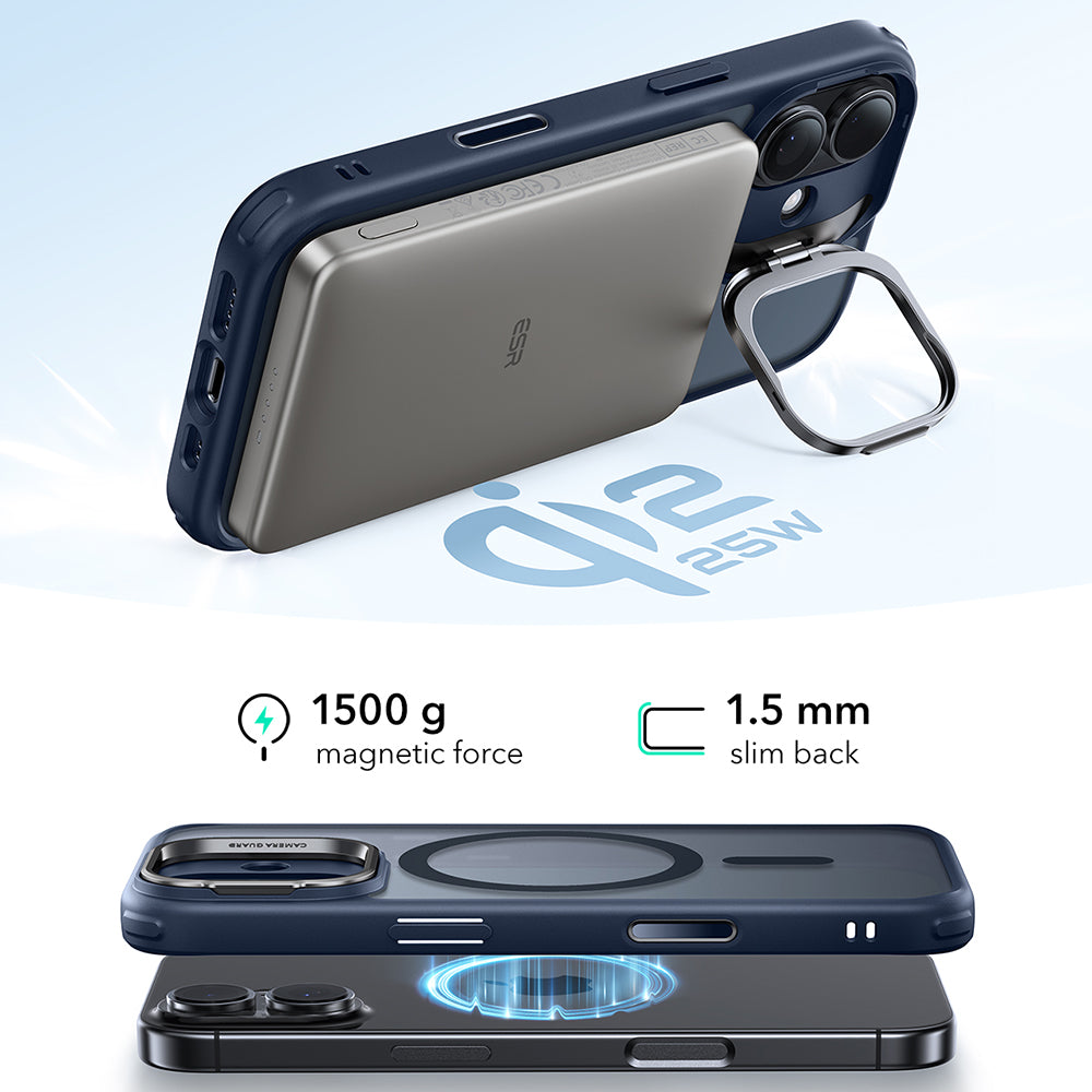 MagSafe tok Apple iPhone 17-hez, ESR, Classic Hybrid Kickstand, Szaténkék