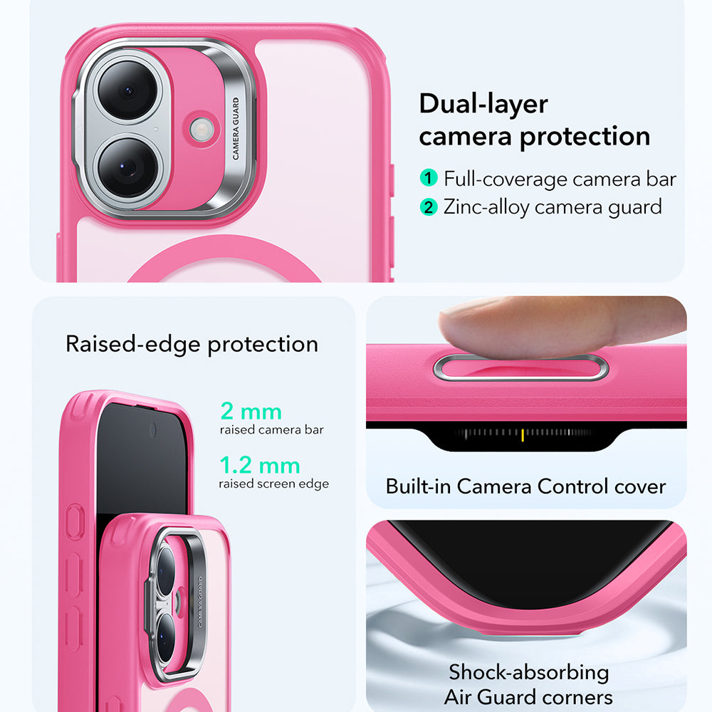 MagSafe tok Apple iPhone 17-hez, ESR, Classic Hybrid Kickstand, Szatén Rózsaszín
