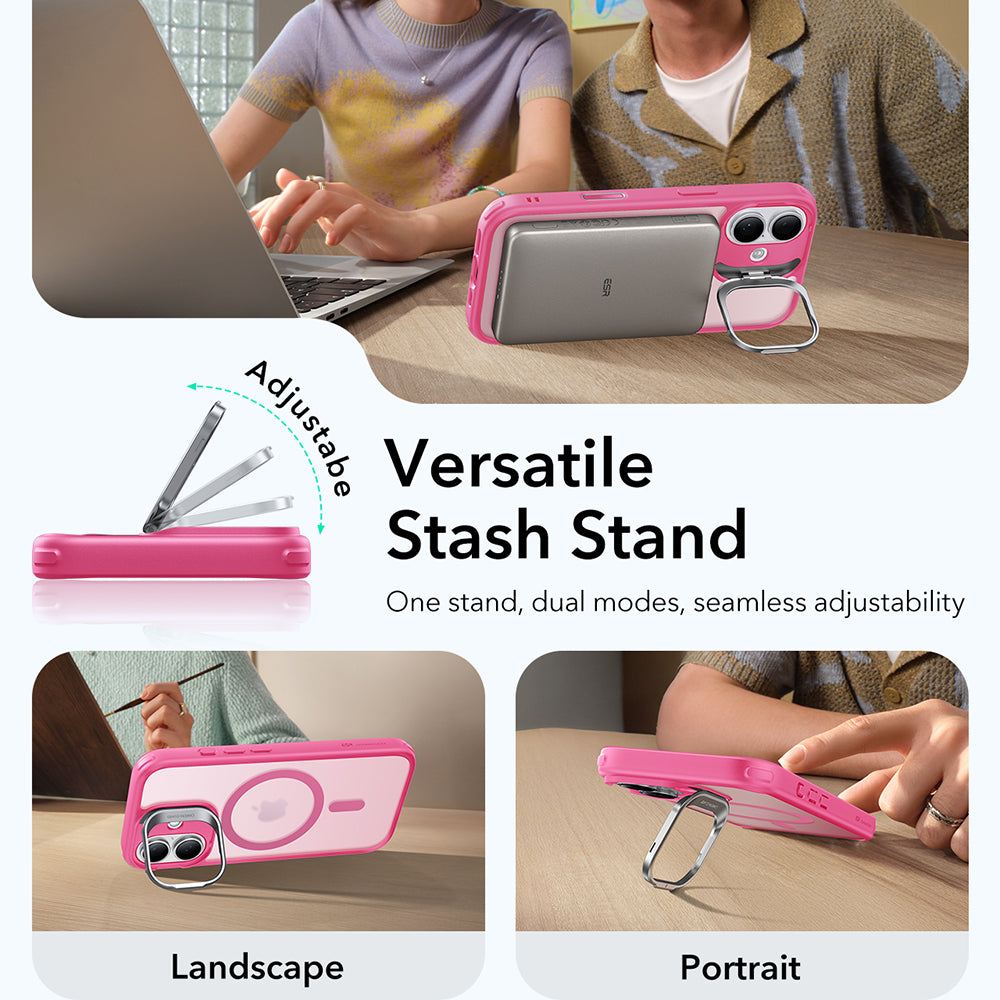 MagSafe tok Apple iPhone 17-hez, ESR, Classic Hybrid Kickstand, Szatén Rózsaszín