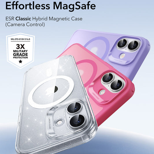 MagSafe tok Apple iPhone 17-hez, ESR, Classic Hybrid Shimmer, Átlátszó