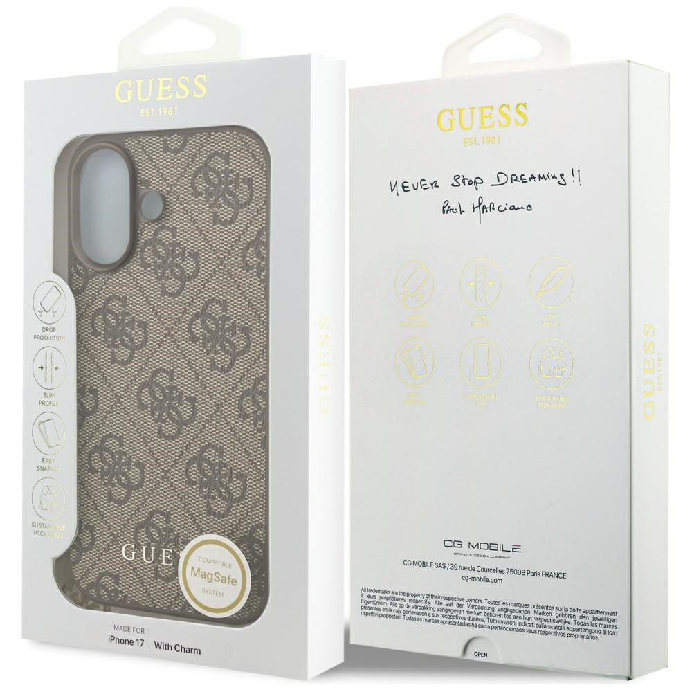 MagSafe tok Apple iPhone 17-hez, Guess, 4G Charm Cradle, Barna