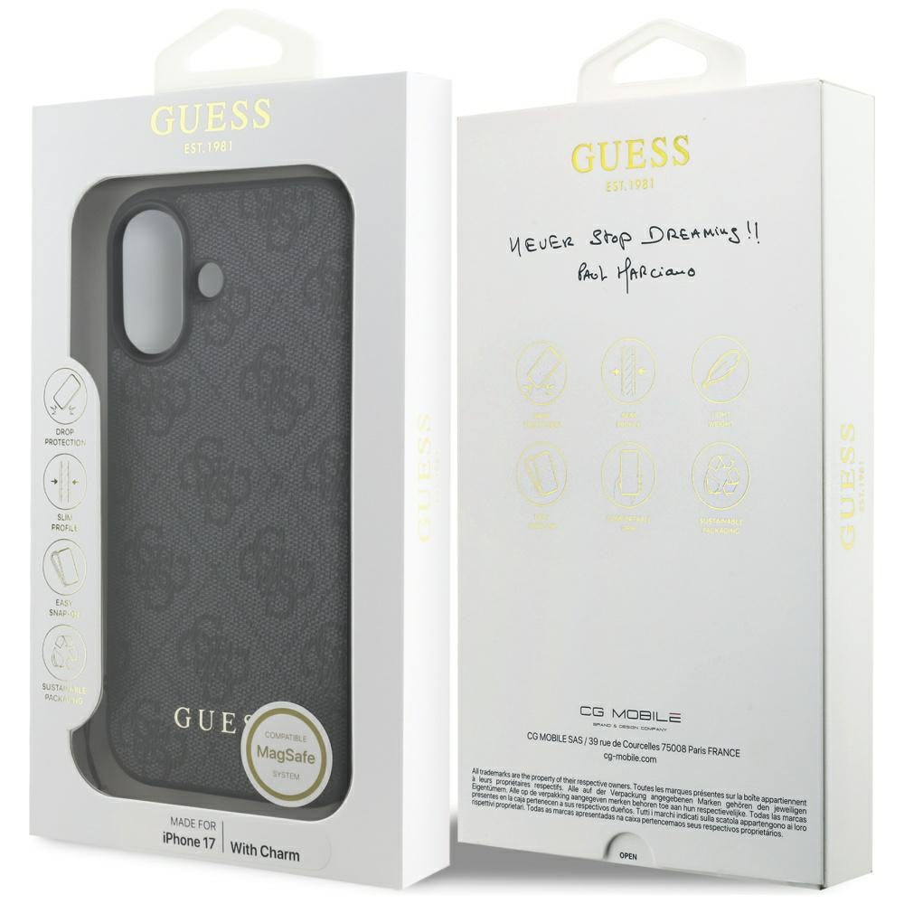 MagSafe tok Apple iPhone 17-hez, Guess, 4G Charm Cradle, Fekete