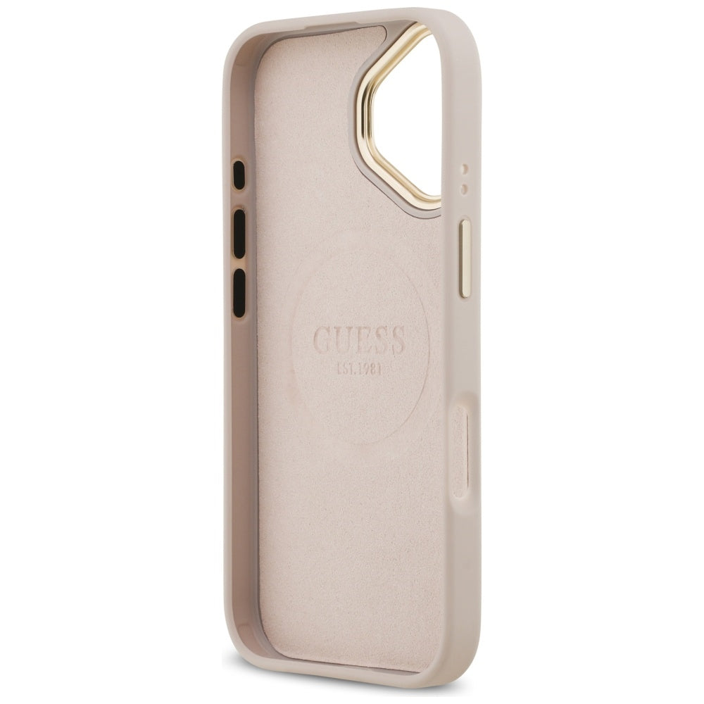 MagSafe tok Apple iPhone 17-hez, Guess, 4G Logo Plate, Rózsaszín