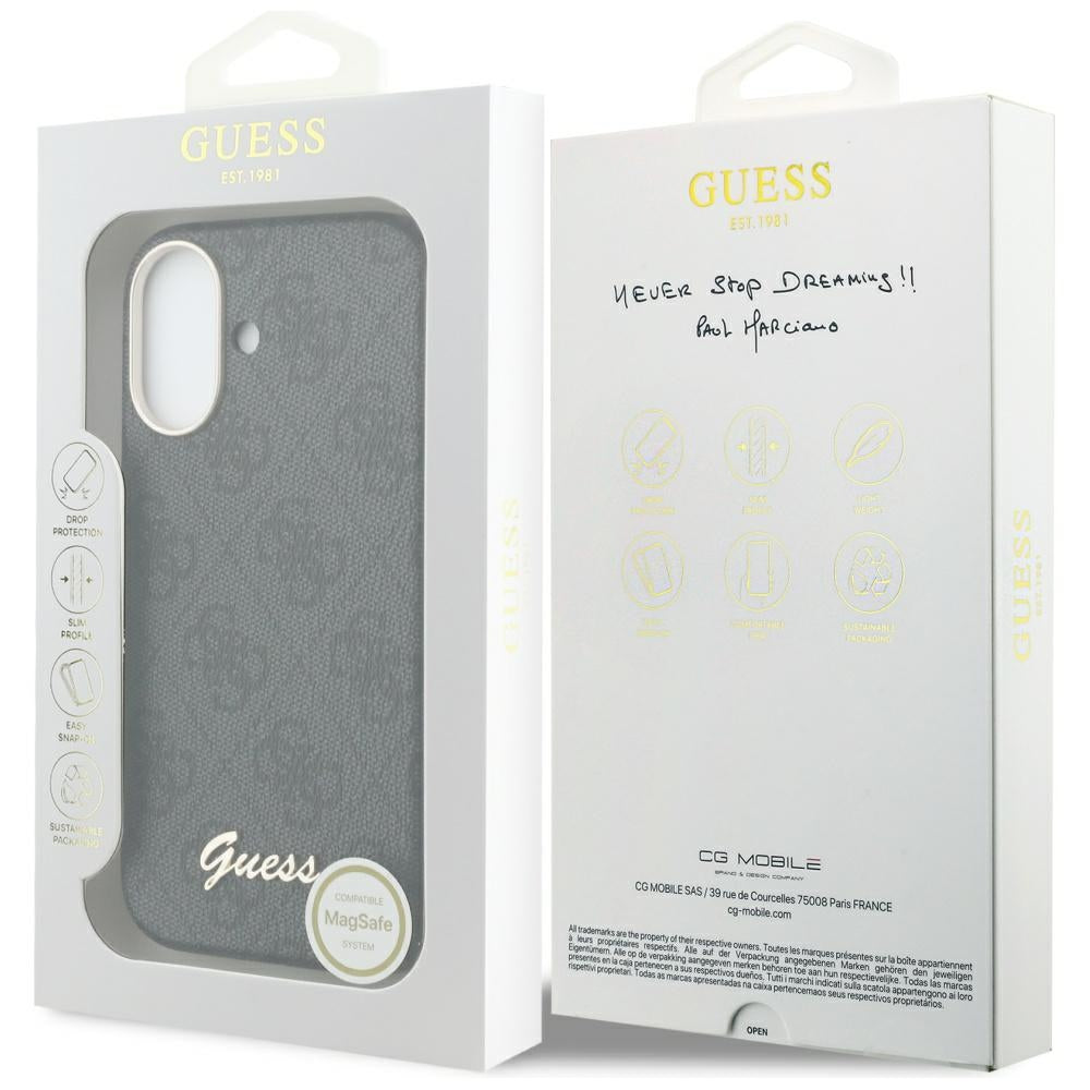 MagSafe Case for Apple iPhone 17, Guess, 4G Script Logo, Black