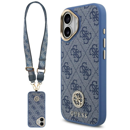 MagSafe tok Apple iPhone 17-hez, Guess, 4G Strass Logo nagy pánttal, Kék