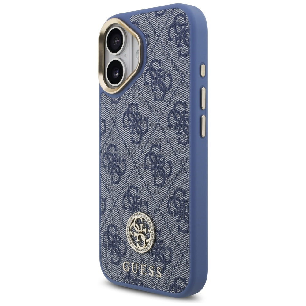 MagSafe tok Apple iPhone 17-hez, Guess, 4G Strass Logo nagy pánttal, Kék