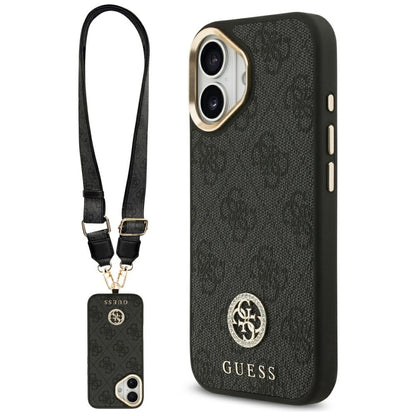 MagSafe tok Apple iPhone 17-hez, Guess, 4G Strass Logo nagy pánttal, Fekete
