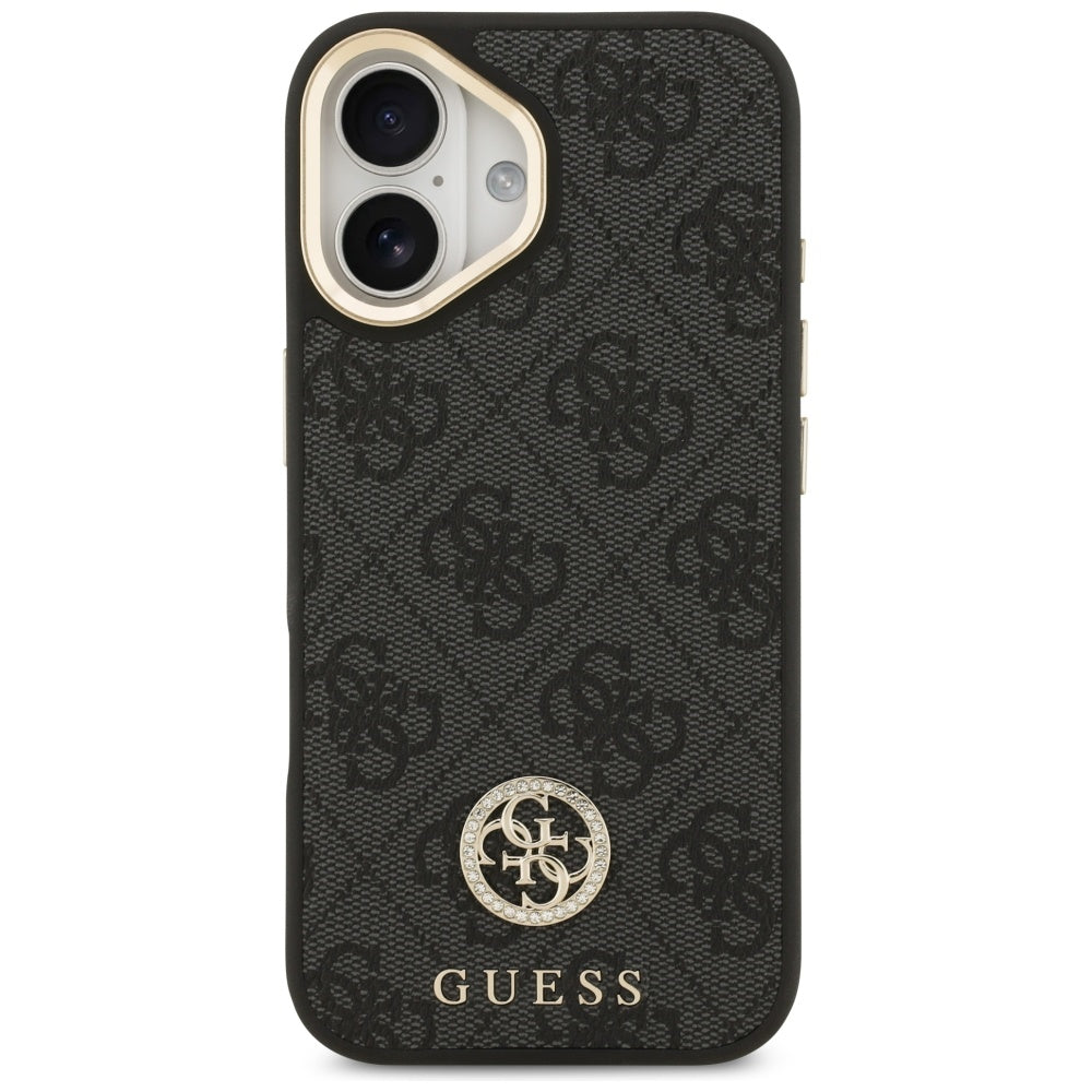 MagSafe tok Apple iPhone 17-hez, Guess, 4G Strass Logo nagy pánttal, Fekete