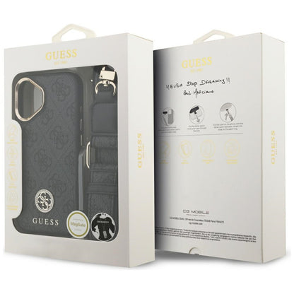 MagSafe tok Apple iPhone 17-hez, Guess, 4G Strass Logo nagy pánttal, Fekete