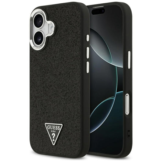 MagSafe tok Apple iPhone 17-hez, Guess, Glitter Triangle Logo, Fekete