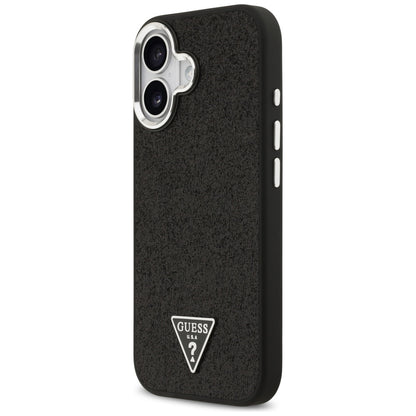 MagSafe Case for Apple iPhone 17, Guess, Glitter Triangle Logo, Black