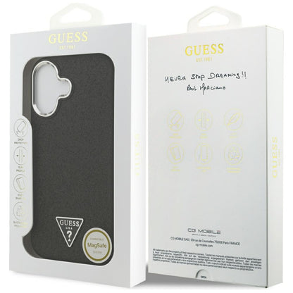 MagSafe Case for Apple iPhone 17, Guess, Glitter Triangle Logo, Black