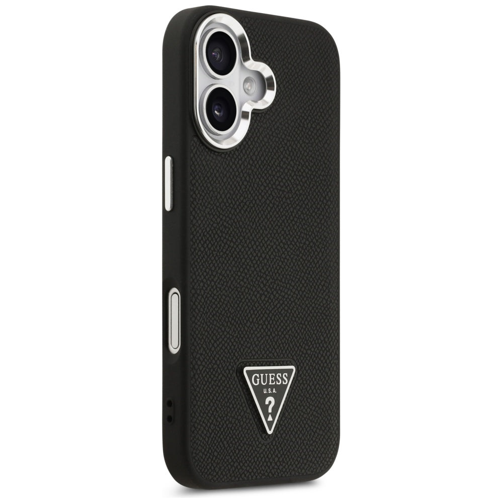 MagSafe tok Apple iPhone 17-hez, Guess, Grained Triangle Logo, Fekete