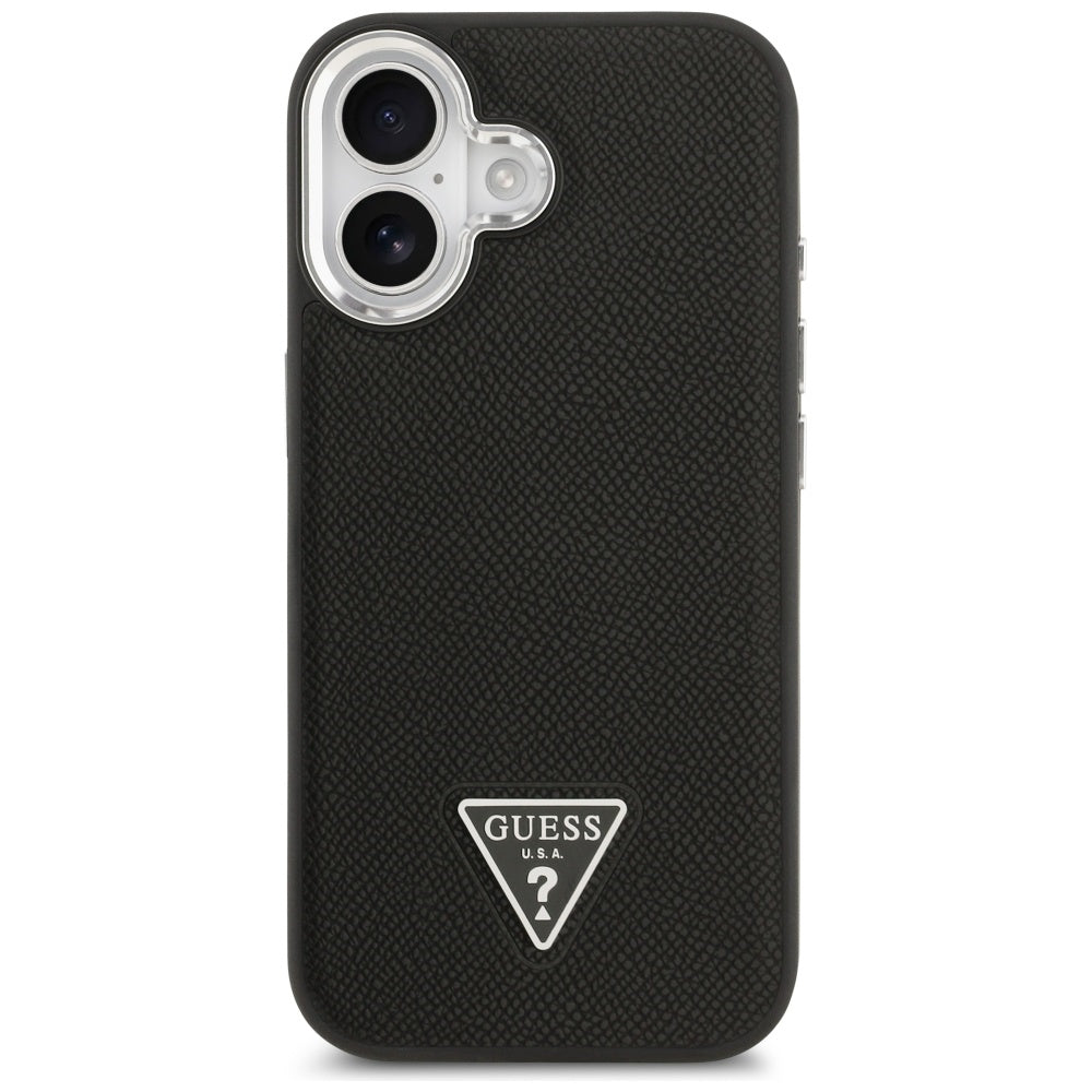 MagSafe tok Apple iPhone 17-hez, Guess, Grained Triangle Logo, Fekete