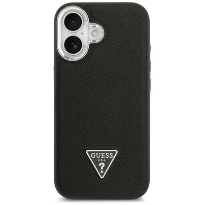MagSafe tok Apple iPhone 17-hez, Guess, Grained Triangle Logo, Fekete