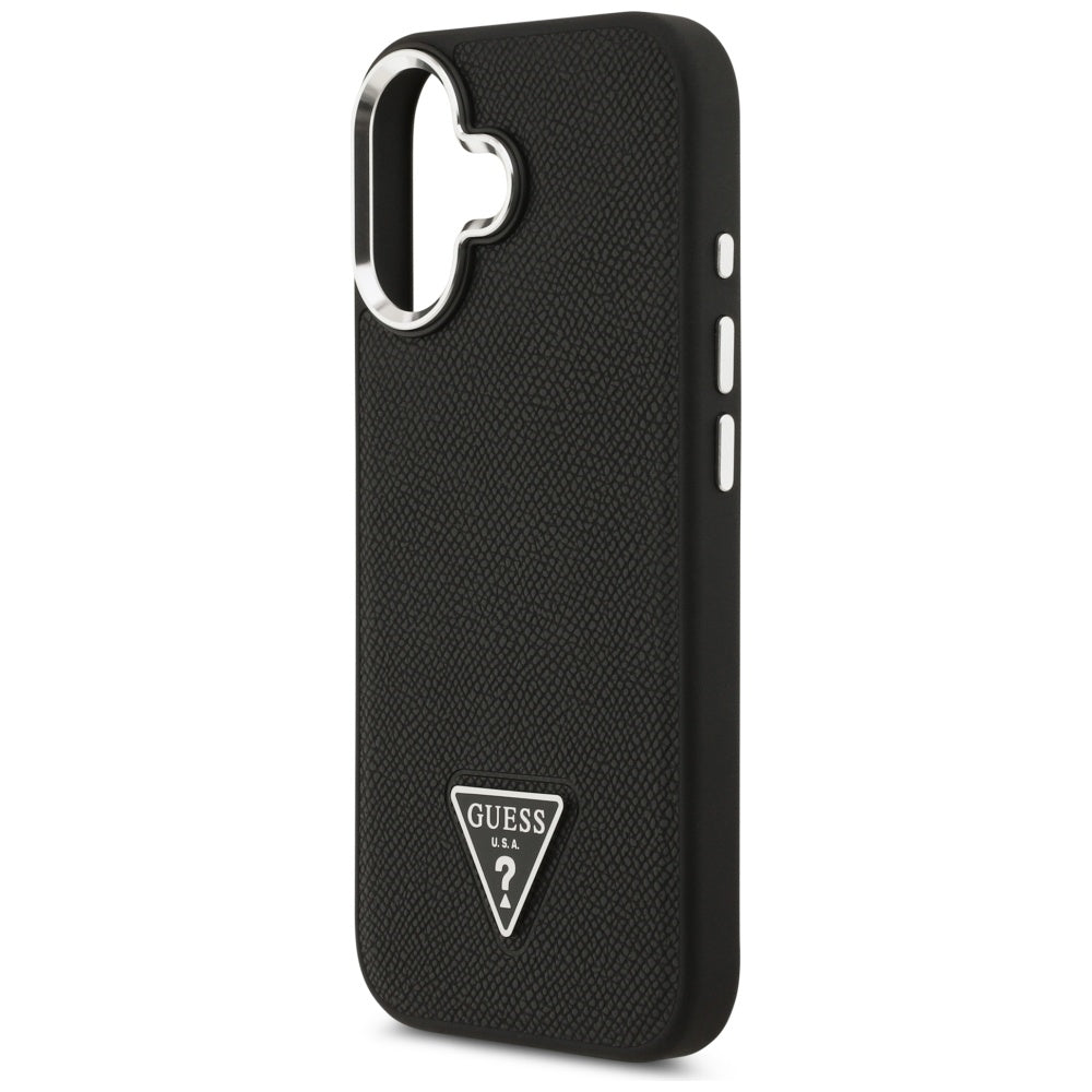 MagSafe tok Apple iPhone 17-hez, Guess, Grained Triangle Logo, Fekete