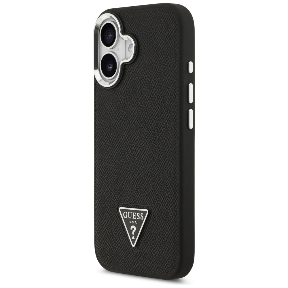 MagSafe tok Apple iPhone 17-hez, Guess, Grained Triangle Logo, Fekete