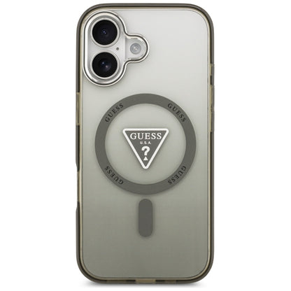 MagSafe Case for Apple iPhone 17, Guess, IML Gradient Triangle Logo, Silver Khaki