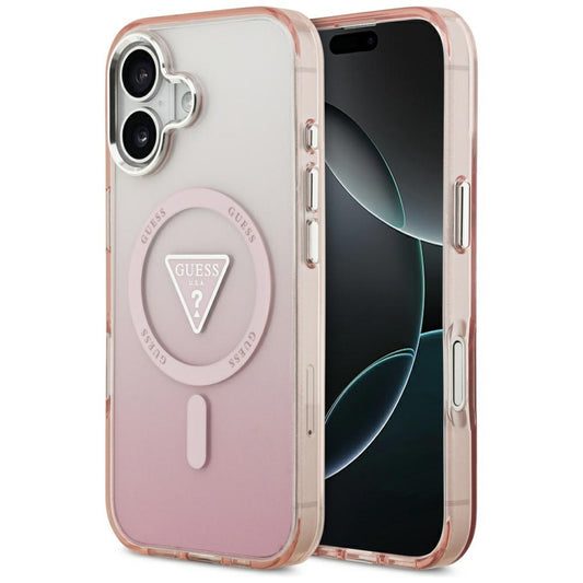 MagSafe Case for Apple iPhone 17, Guess, IML Gradient Triangle Logo, Pink