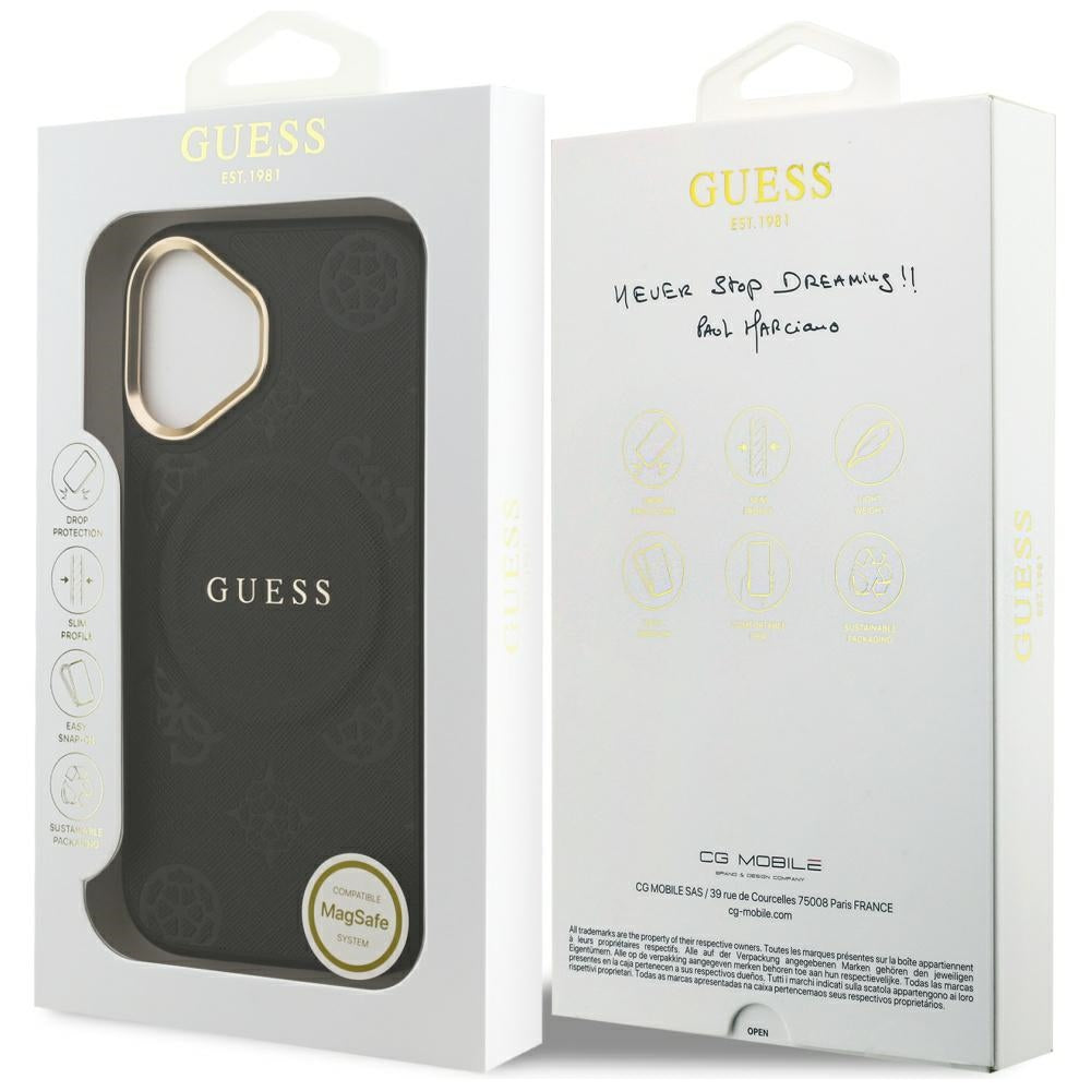 MagSafe tok Apple iPhone 17-hez, Guess, Peony Hot Stamp, Fekete