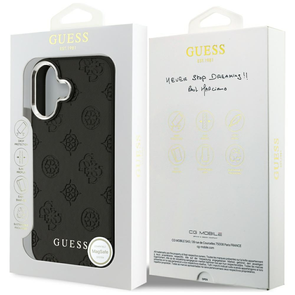 MagSafe tok Apple iPhone 17-hez, Guess, Peony Hot Stamp Script, Fekete
